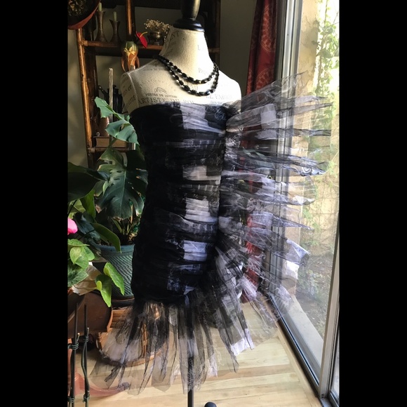 Nasty Gal Dresses & Skirts - NASTY GAL Printed Tulle Bandeau Mini Dress PROM Evening Attire NWTs USA Size 6